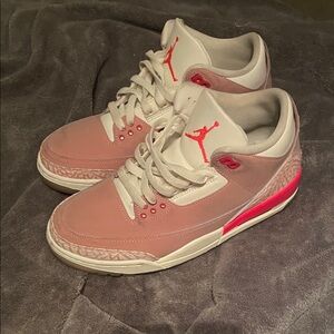Jordan Low-Top Sneakers in Pink and White with Coral Jumpman